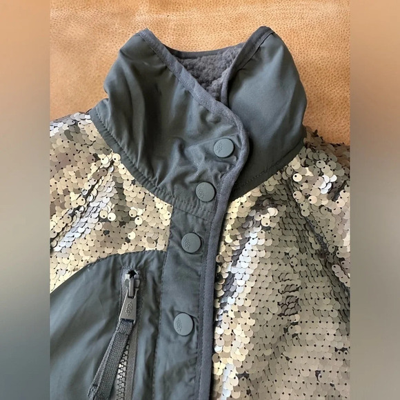 Free People Movement Hit The Slopes Sequin Jacket, Silver, X-Small, MSRP $298 - Picture 7 of 14